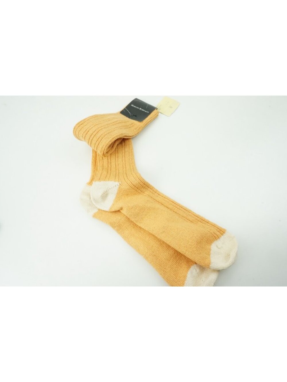 Rubinacci Wheat Yellow Silk Linen Long Dress Socks Sz 13 BRAND NEW